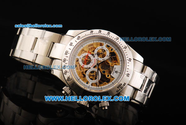Rolex Daytona Skeleton Oyster Perpetual Date Automatic with Skeleton Yellow Dial and White Bezel - Click Image to Close